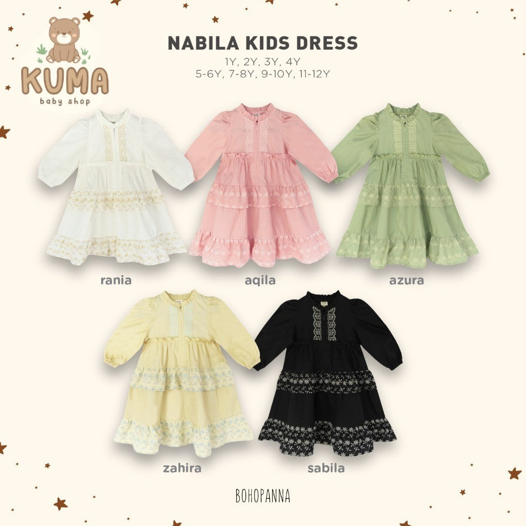 BOHOPANNA - RAYA COLLECTION - NABILA KIDS DRESS - Dress Anak - Baju Muslim Anak
