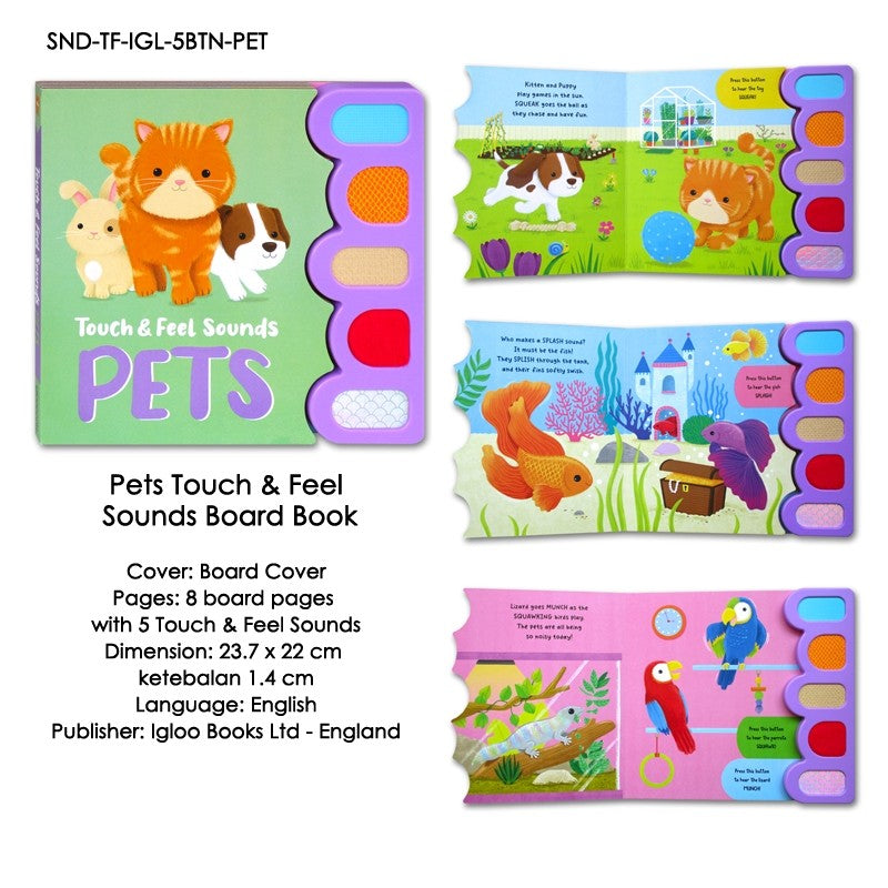 Buku Anak FARM & PETS Touch & Feel Sound Book (5 animal sounds & textures to touch and feel)
