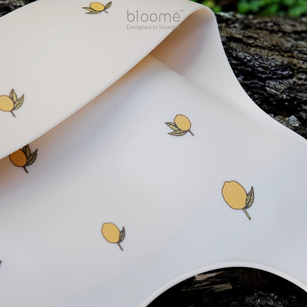 BLOOME – Printed Silicone Feeding Bib For Baby Toddler And Kids | Slaber Celemek Silikon Makan Mpasi Bayi Waterproof Premium
