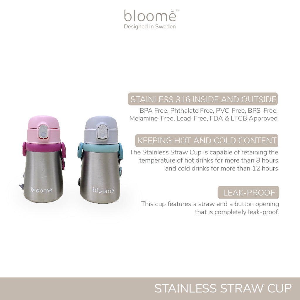 BLOOME – Stainless Steel Straw Cup Baby | Premium 316 Thermos Insulated Botol Minum Anak Bayi Tahan Panas Dingin Sedotan Tumbler