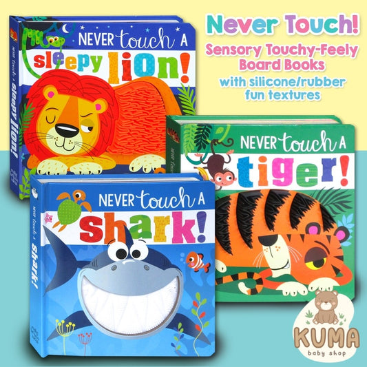 Buku Anak Never Touch Sensory touchy feely books with adorable silicon/rubber textures (HA)