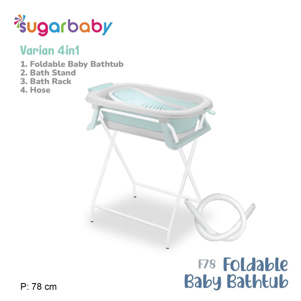 Sugar baby Foldable & standing Baby Bathtub with Digital Thermometer F78 8in1 / Sugar Baby Bathtub/Bak Mandi lipat Anak/Bak Mandi Bayi/Perlengkapan Mandi Anak