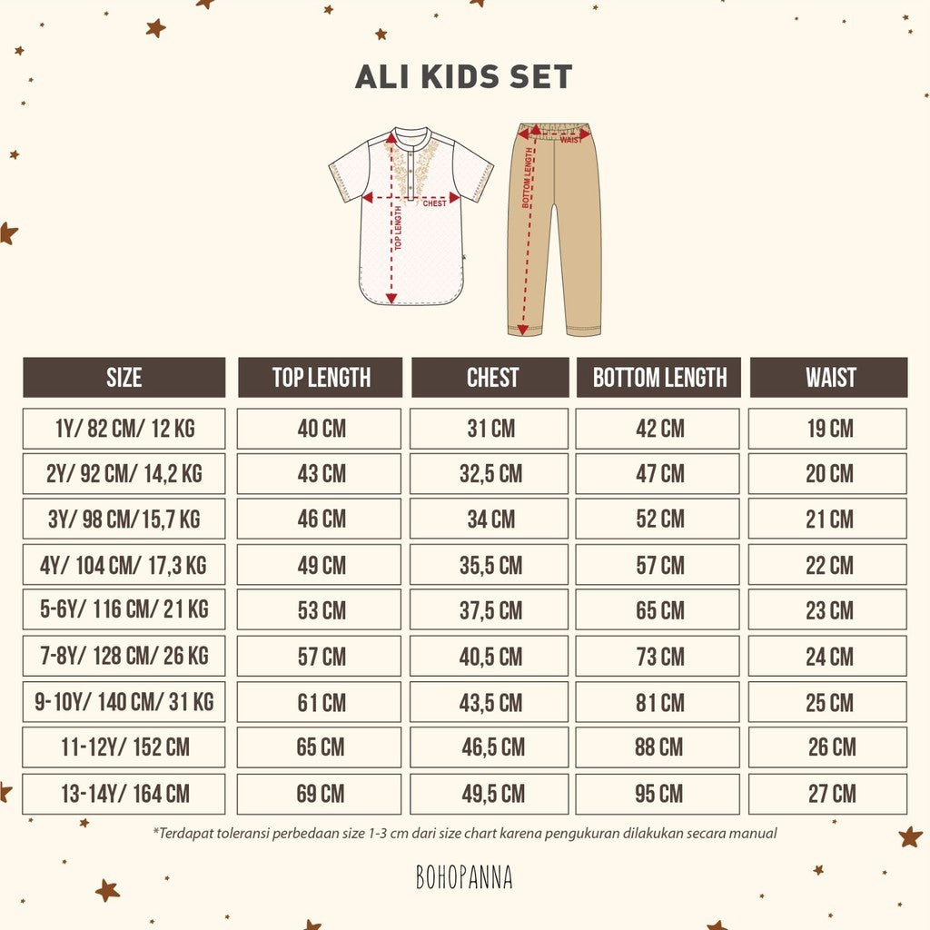 BOHOPANNA - RAYA COLLECTION - ALI KIDS SET - Baju Koko Anak - Baju Muslim