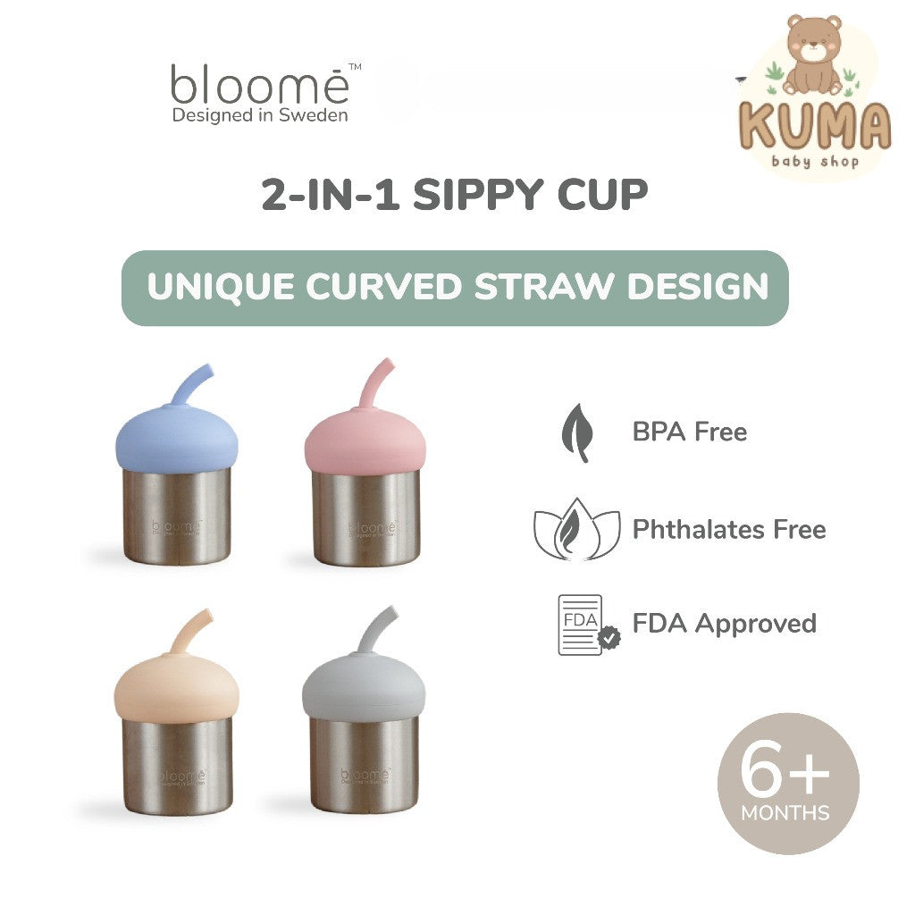 BLOOME – 2in1 Stainless Steel Sippy Cup For Baby Toddler And Kids | Gelas Minum Sedotan Bayi Premium