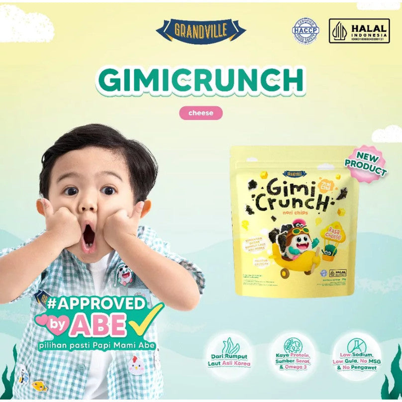 GRANDVILLE Gimi Crunch | Nori Chips Snack Crispy GimiCrunch Seaweed Halal Aman Anak MPASI Renyah Gurih Lezat Camilan Sehat Tanpa Pengawet Grand Ville