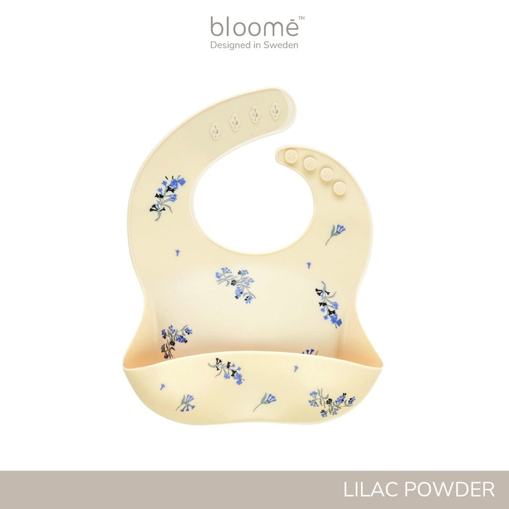 BLOOME – Printed Silicone Feeding Bib For Baby Toddler And Kids | Slaber Celemek Silikon Makan Mpasi Bayi Waterproof Premium