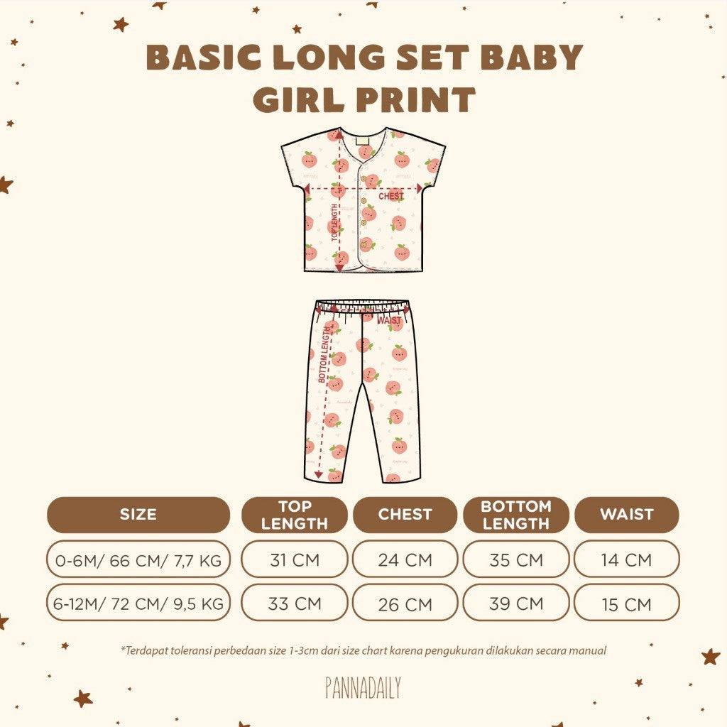 BOHOPANNA - PANNADAILY - BASIC LONG SET BABY GIRL PRINT - BAJU TIDUR ANAK 5551