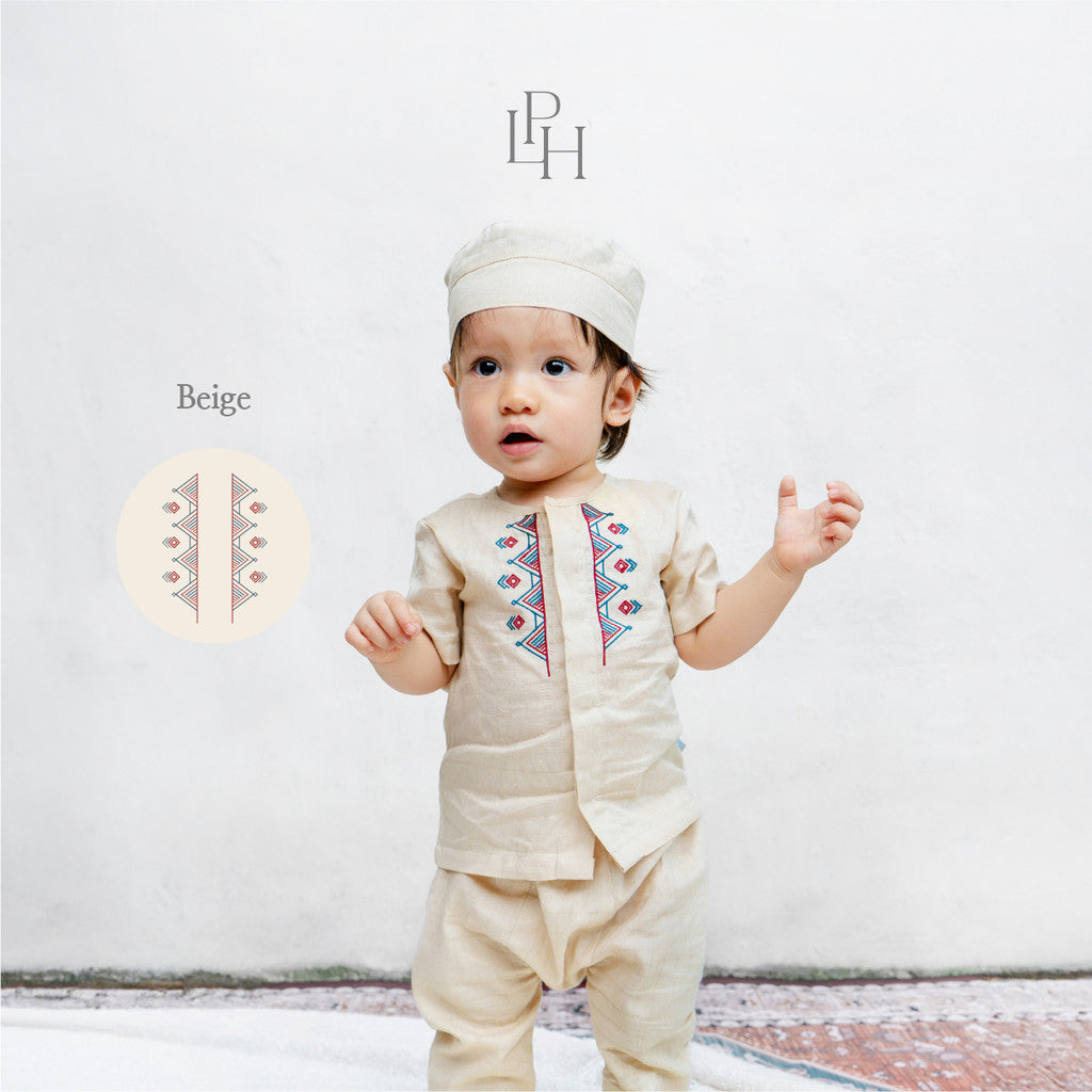Little Palmerhaus - Baju Lebaran 2026 - Rihla Baby Boy Set + Peci (Setelan Baju Koko Bayi Laki-laki dan Peci)