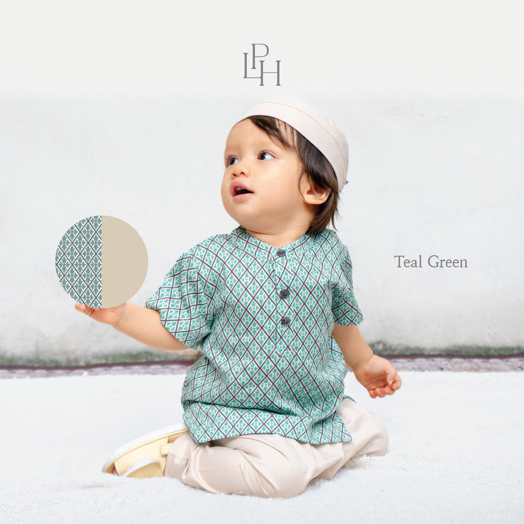 Little Palmerhaus - Baju Lebaran 2026 - Saraya Baby Koko Set + Peci (Setelan Baju Koko Bayi Usia 0-12 Bulan)