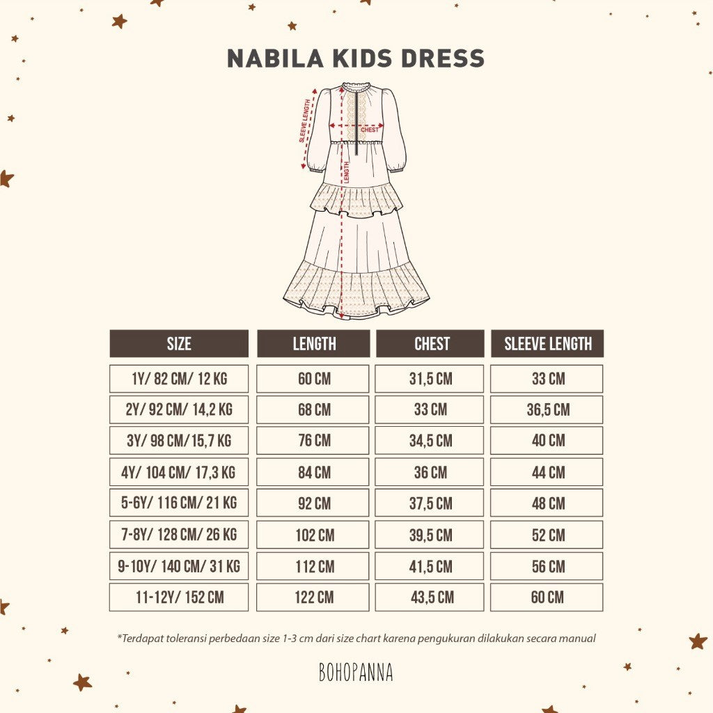 BOHOPANNA - RAYA COLLECTION - NABILA KIDS DRESS - Dress Anak - Baju Muslim Anak