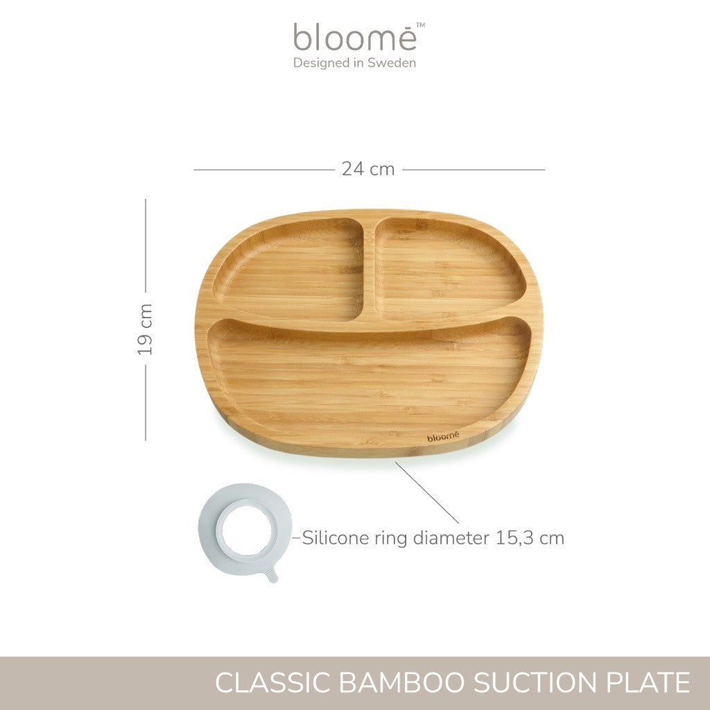 BLOOME – Classic Bamboo Suction Plate For Baby Toddler And Kids | Piring Makan Bambu Bayi Premium
