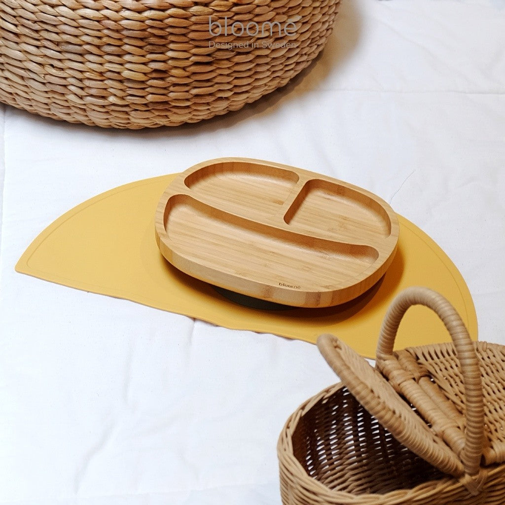 BLOOME – Classic Bamboo Suction Plate For Baby Toddler And Kids | Piring Makan Bambu Bayi Premium