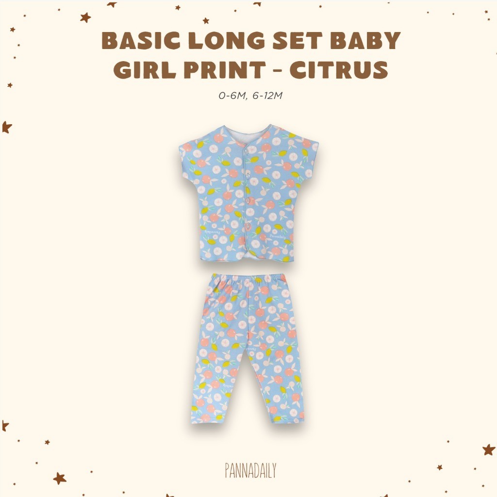 BOHOPANNA - PANNADAILY - BASIC LONG SET BABY GIRL PRINT - BAJU TIDUR ANAK 5551
