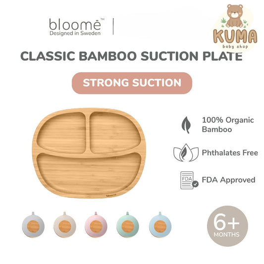 BLOOME – Classic Bamboo Suction Plate For Baby Toddler And Kids | Piring Makan Bambu Bayi Premium