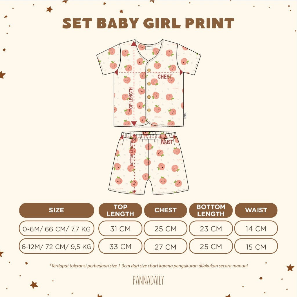 BOHOPANNA - PANNADAILY - SET BABY GIRL PRINT - SETELAN BAJU TIDUR ANAK 5551