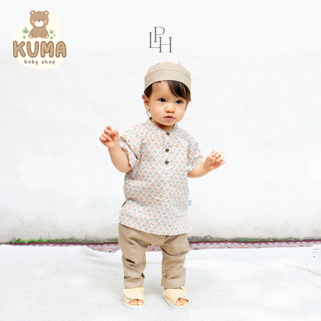 Little Palmerhaus - Baju Lebaran 2026 - Saraya Baby Koko Set + Peci (Setelan Baju Koko Bayi Usia 0-12 Bulan)