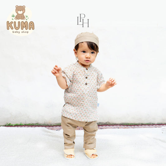 Little Palmerhaus - Baju Lebaran 2026 - Saraya Baby Koko Set + Peci (Setelan Baju Koko Bayi Usia 0-12 Bulan)