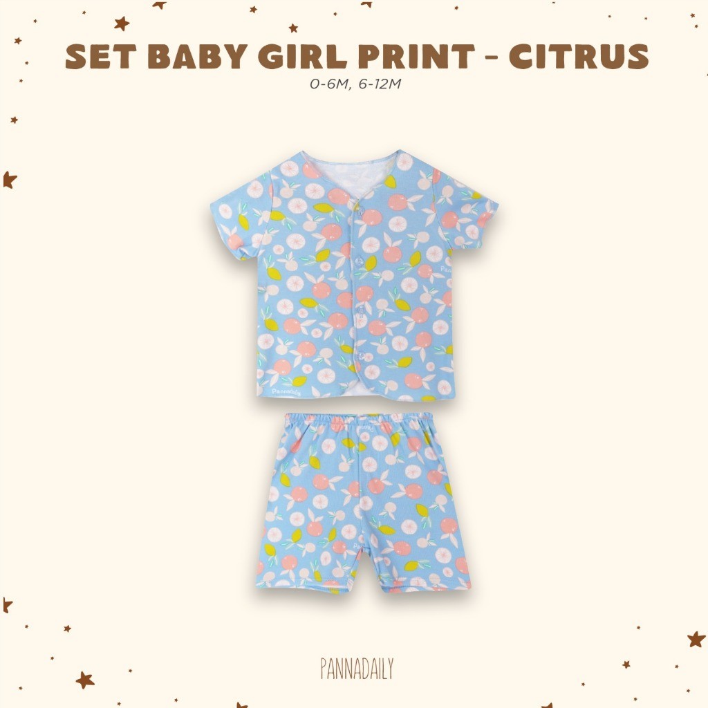 BOHOPANNA - PANNADAILY - SET BABY GIRL PRINT - SETELAN BAJU TIDUR ANAK 5551