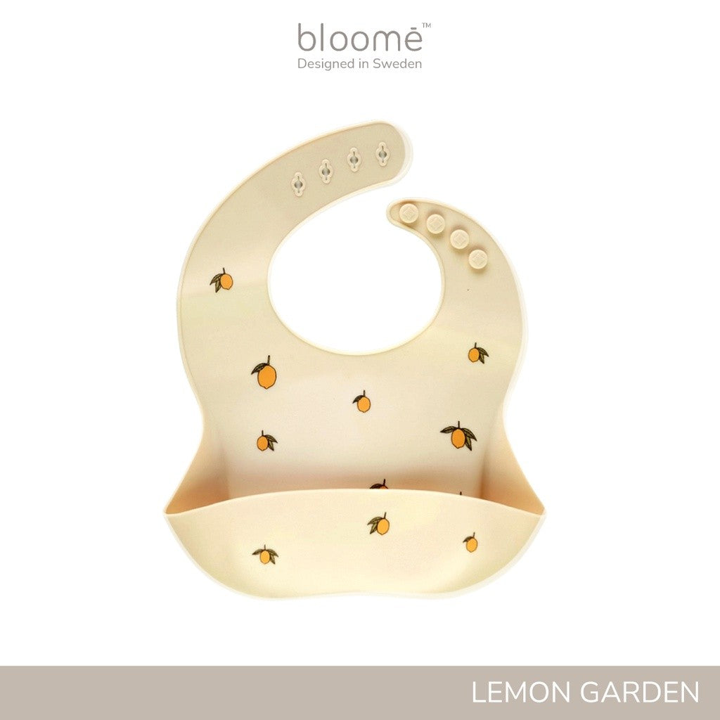 BLOOME – Printed Silicone Feeding Bib For Baby Toddler And Kids | Slaber Celemek Silikon Makan Mpasi Bayi Waterproof Premium