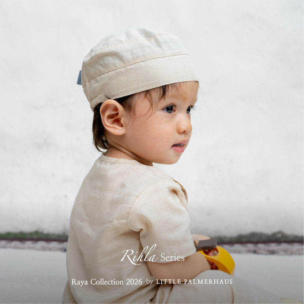 Little Palmerhaus - Baju Lebaran 2026 - Rihla Baby Boy Set + Peci (Setelan Baju Koko Bayi Laki-laki dan Peci)
